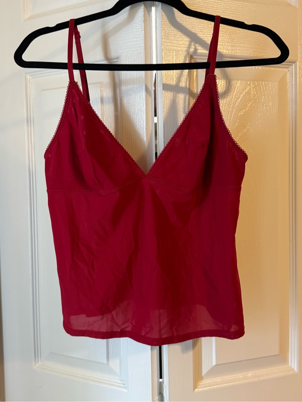 BDG Red Sheer V-Neck Camisole with Adjustable Straps
